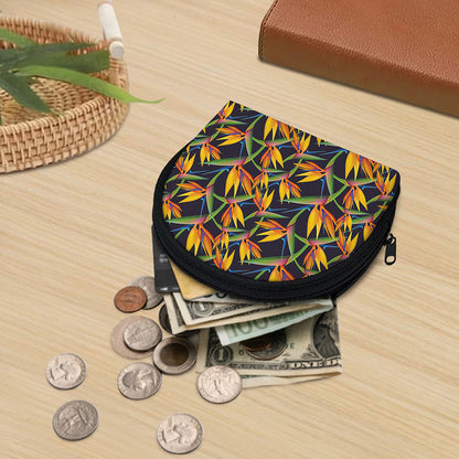 Bird Of Paradise Flower Pattern Print Coin Purse