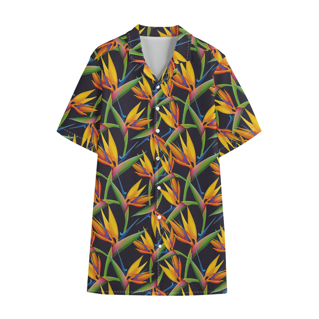 Bird Of Paradise Flower Pattern Print Cotton Hawaiian Shirt