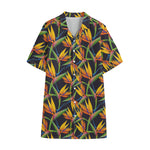 Bird Of Paradise Flower Pattern Print Cotton Hawaiian Shirt