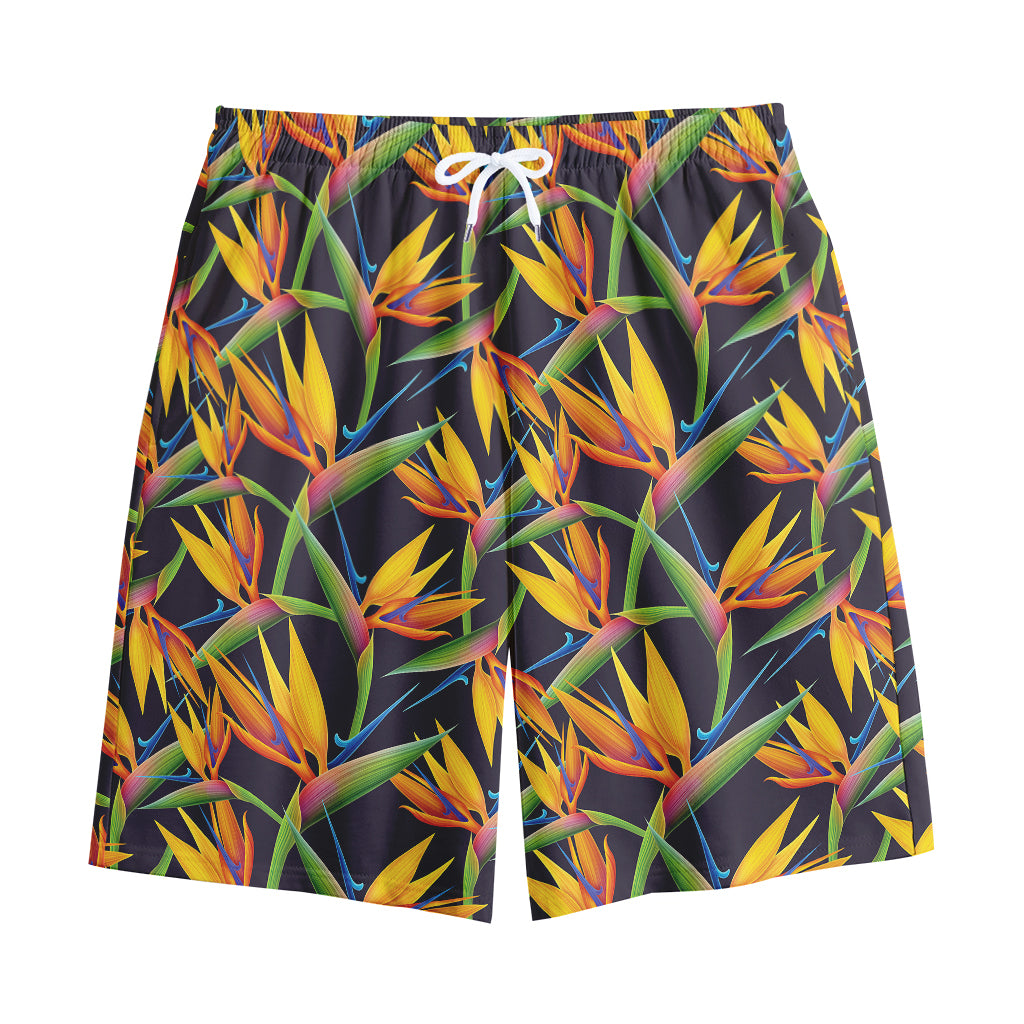 Bird Of Paradise Flower Pattern Print Cotton Shorts