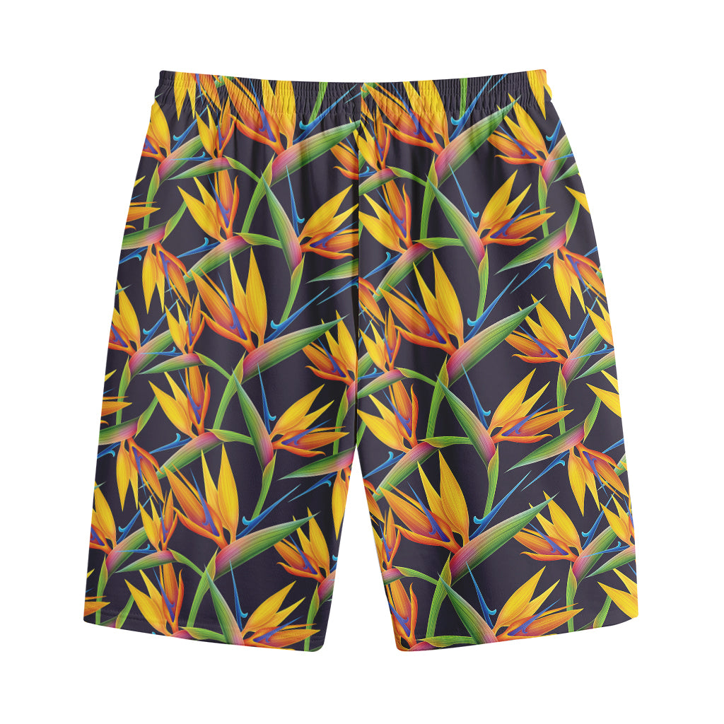 Bird Of Paradise Flower Pattern Print Cotton Shorts