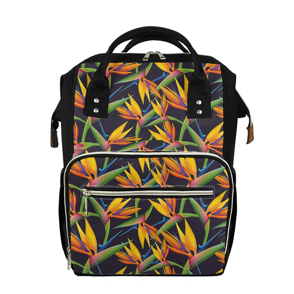 Bird Of Paradise Flower Pattern Print Diaper Bag