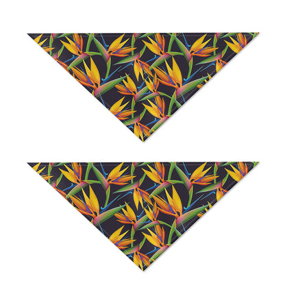 Bird Of Paradise Flower Pattern Print Dog Bandana
