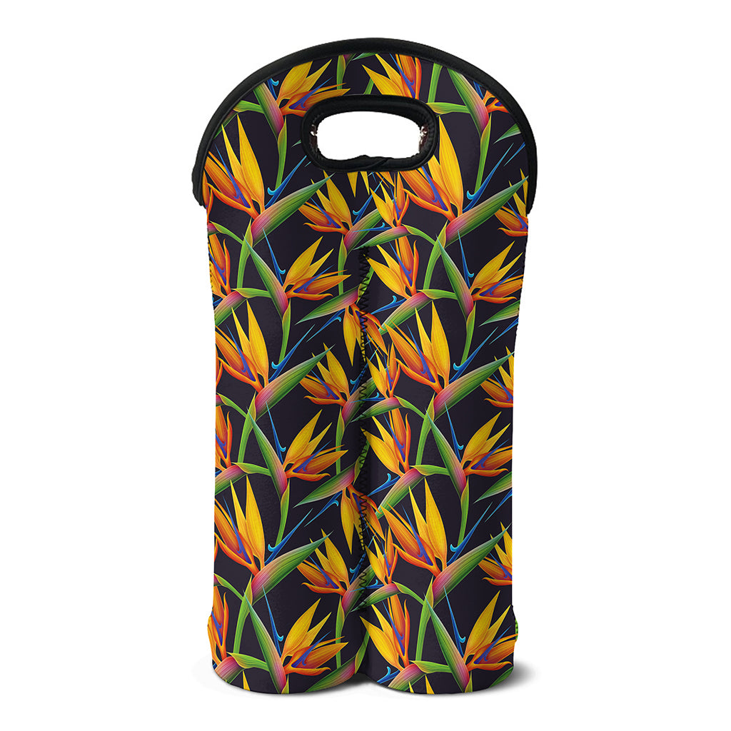 Bird Of Paradise Flower Pattern Print Double Neoprene Wine Tote