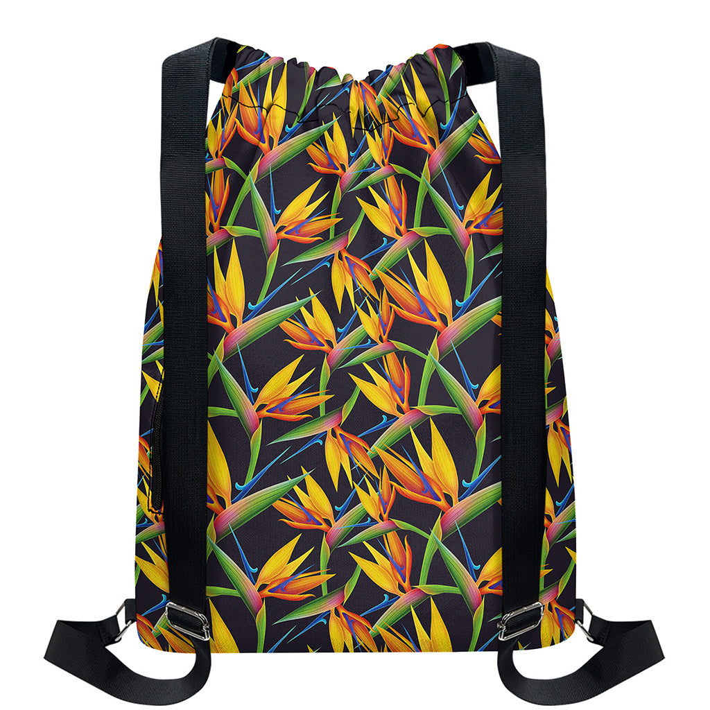 Bird Of Paradise Flower Pattern Print Drawstring Backpack