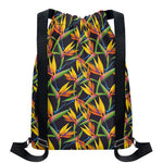 Bird Of Paradise Flower Pattern Print Drawstring Backpack