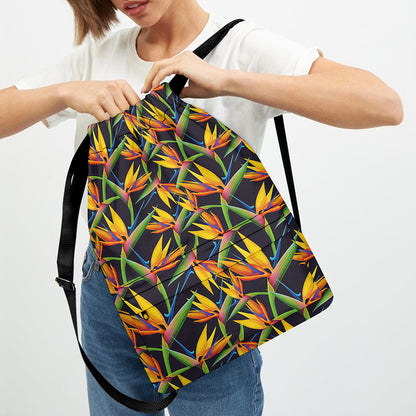 Bird Of Paradise Flower Pattern Print Drawstring Backpack