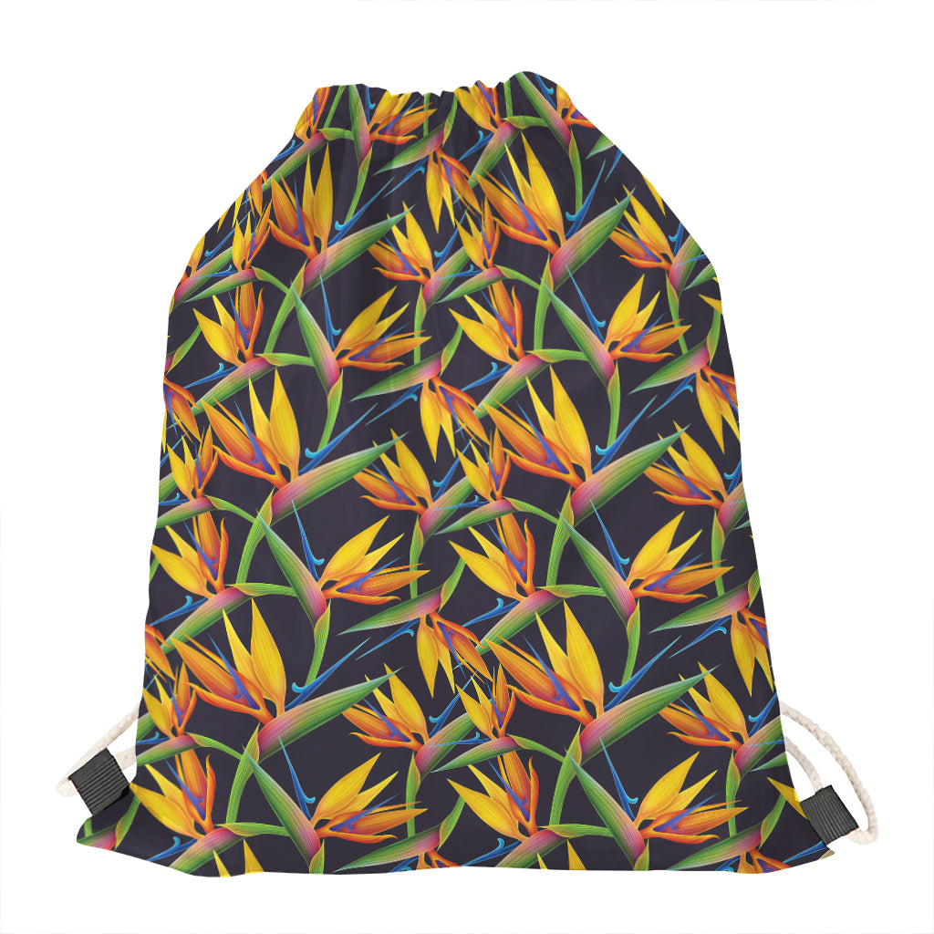 Bird Of Paradise Flower Pattern Print Drawstring Bag