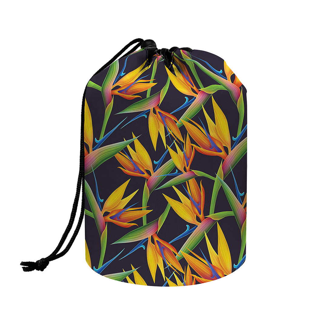 Bird Of Paradise Flower Pattern Print Drawstring Makeup Bag