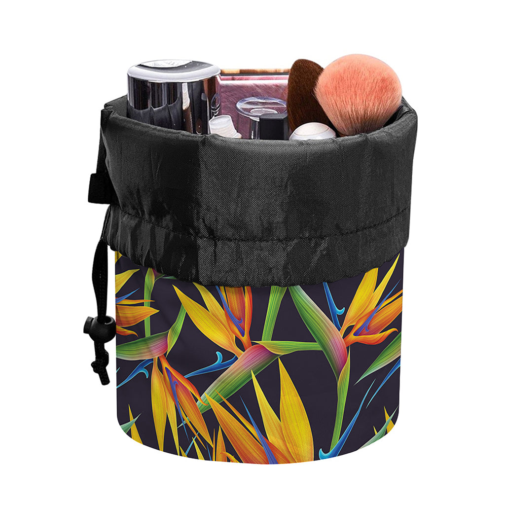 Bird Of Paradise Flower Pattern Print Drawstring Makeup Bag