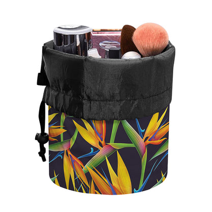 Bird Of Paradise Flower Pattern Print Drawstring Makeup Bag