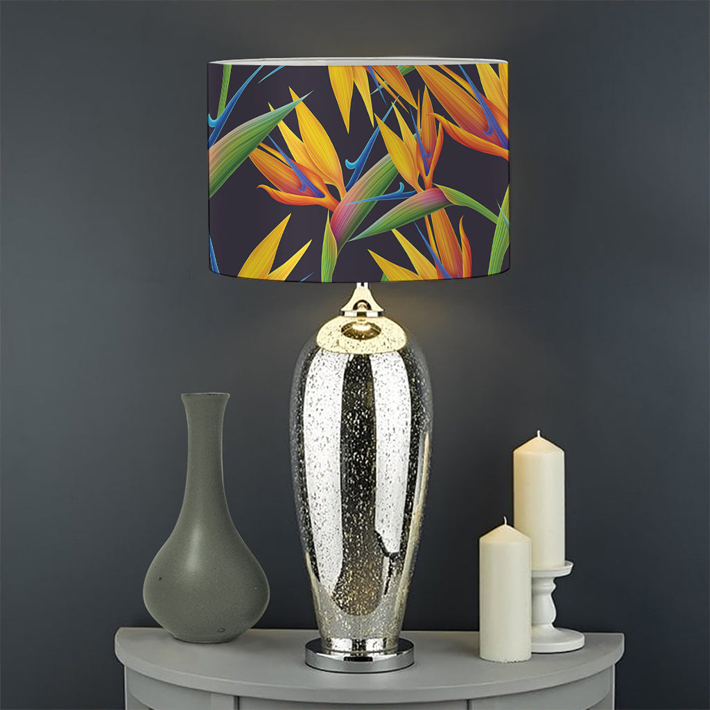 Bird Of Paradise Flower Pattern Print Drum Lamp Shade