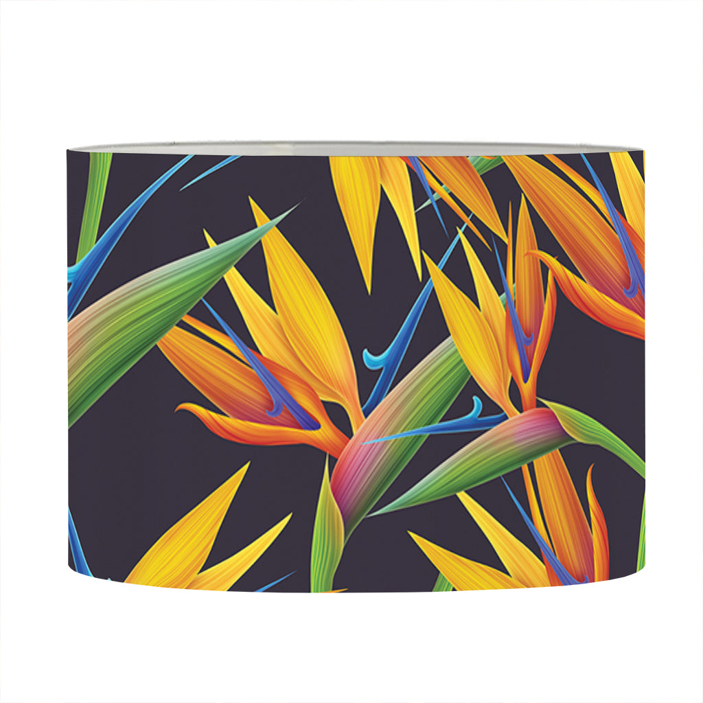 Bird Of Paradise Flower Pattern Print Drum Lamp Shade