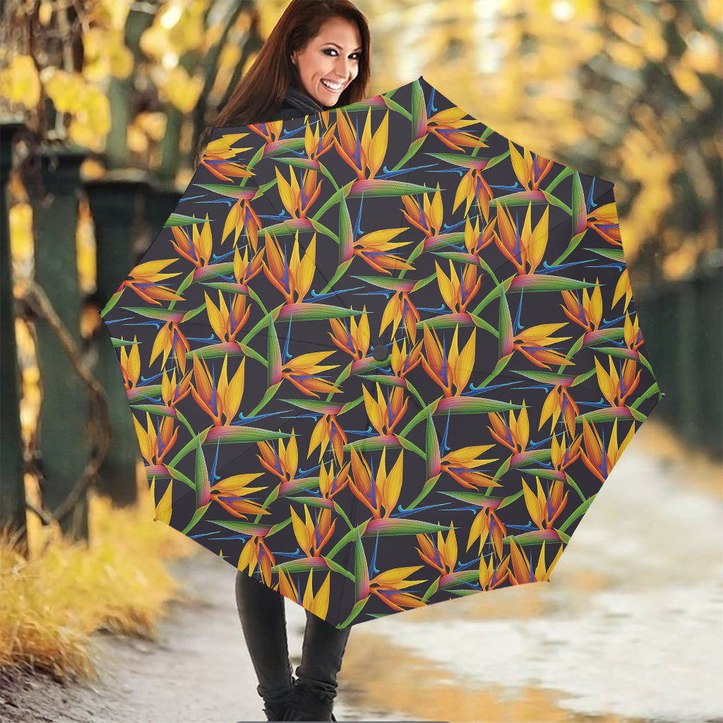 Bird Of Paradise Flower Pattern Print Foldable Umbrella