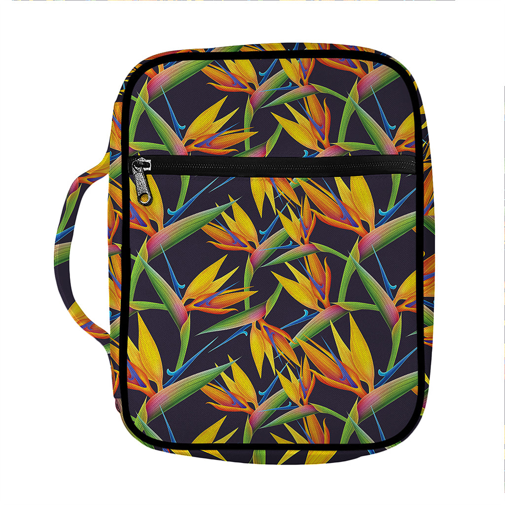 Bird Of Paradise Flower Pattern Print Front Pocket Bible Bag