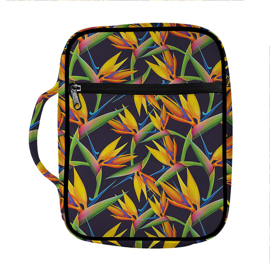 Bird Of Paradise Flower Pattern Print Front Pocket Bible Bag