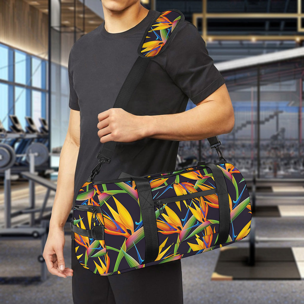Bird Of Paradise Flower Pattern Print Gym Bag