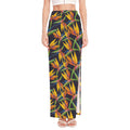 Bird Of Paradise Flower Pattern Print High Slit Maxi Skirt