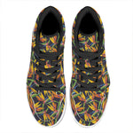 Bird Of Paradise Flower Pattern Print High Top Leather Sneakers