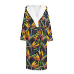 Bird Of Paradise Flower Pattern Print Hooded Bathrobe