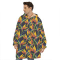 Bird Of Paradise Flower Pattern Print Hoodie Blanket
