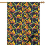 Bird Of Paradise Flower Pattern Print House Flag