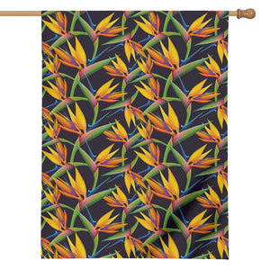 Bird Of Paradise Flower Pattern Print House Flag