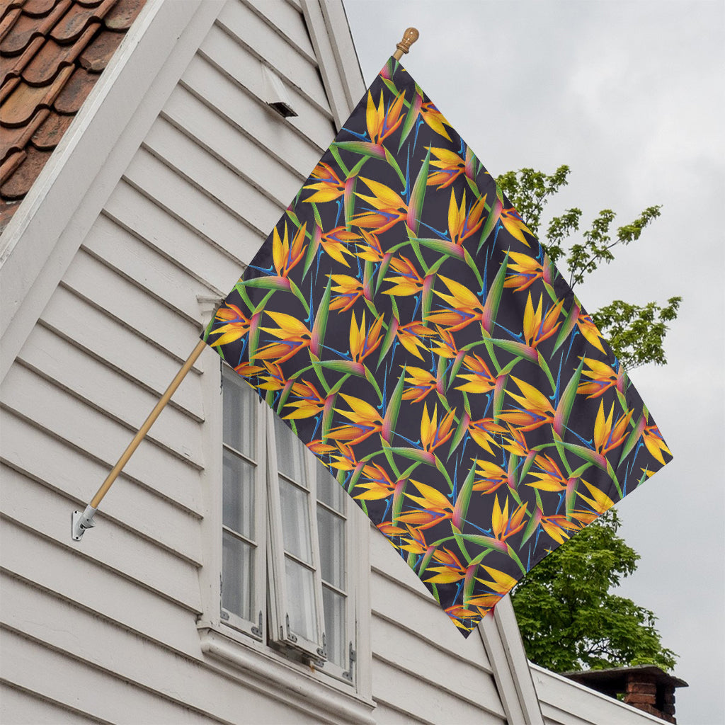 Bird Of Paradise Flower Pattern Print House Flag