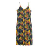 Bird Of Paradise Flower Pattern Print Jersey Midi Cami Dress