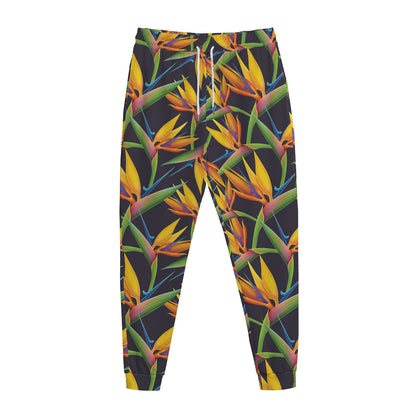 Bird Of Paradise Flower Pattern Print Jogger Pants