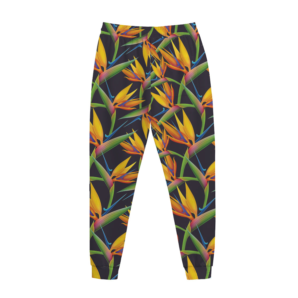 Bird Of Paradise Flower Pattern Print Jogger Pants