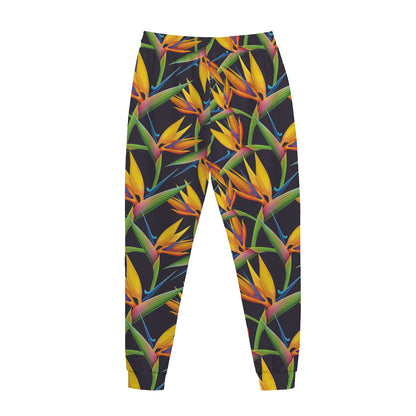 Bird Of Paradise Flower Pattern Print Jogger Pants