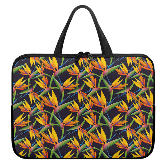 Bird Of Paradise Flower Pattern Print Laptop Sleeve With Handle