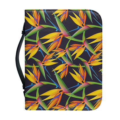 Bird Of Paradise Flower Pattern Print Leather Bible Cover