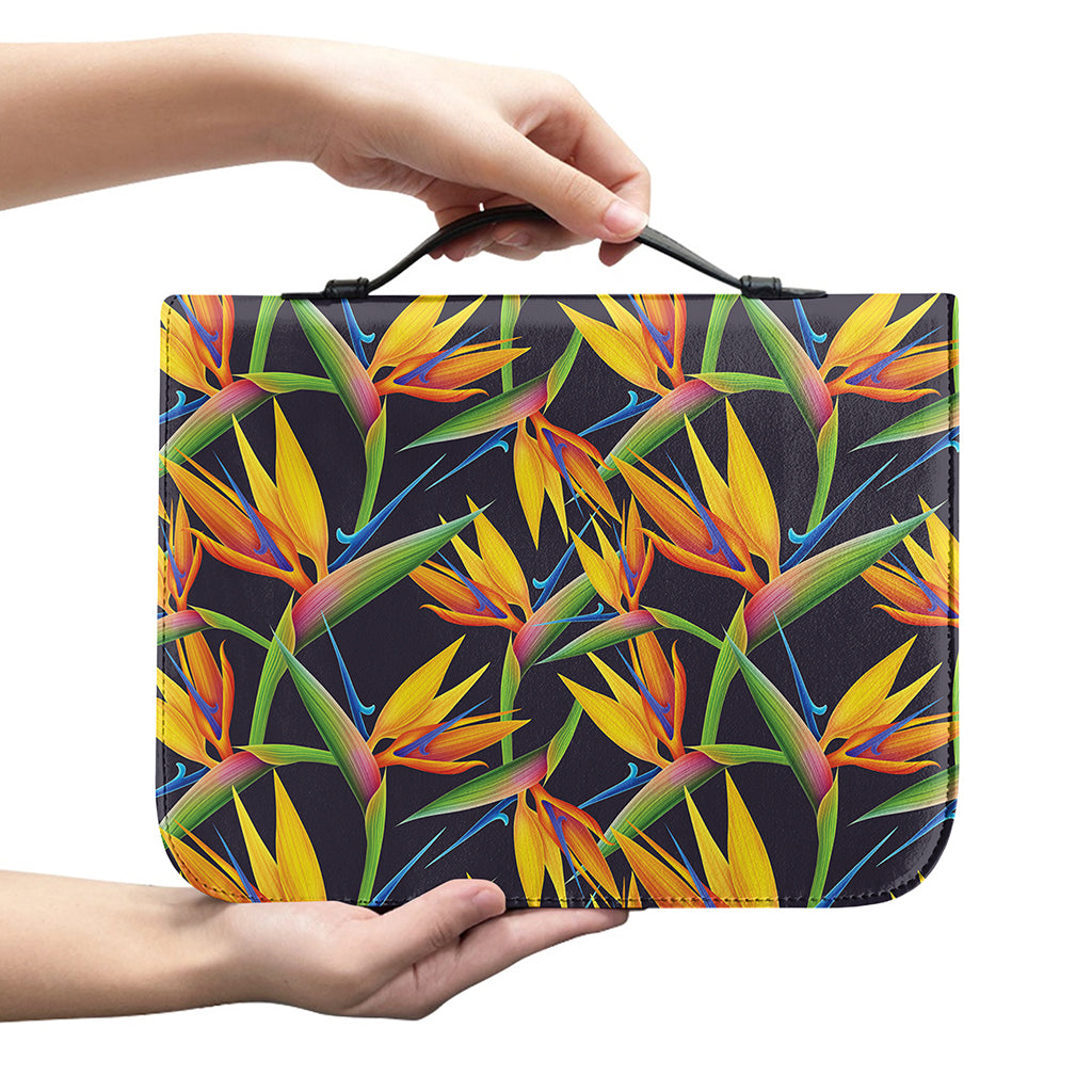 Bird Of Paradise Flower Pattern Print Leather Bible Cover