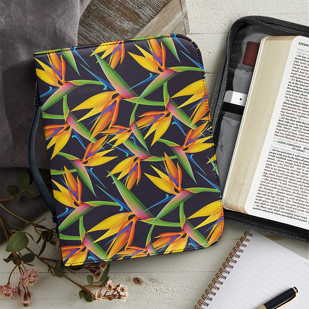 Bird Of Paradise Flower Pattern Print Leather Bible Cover