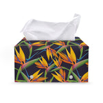 Bird Of Paradise Flower Pattern Print Leather Tissue Box Cover