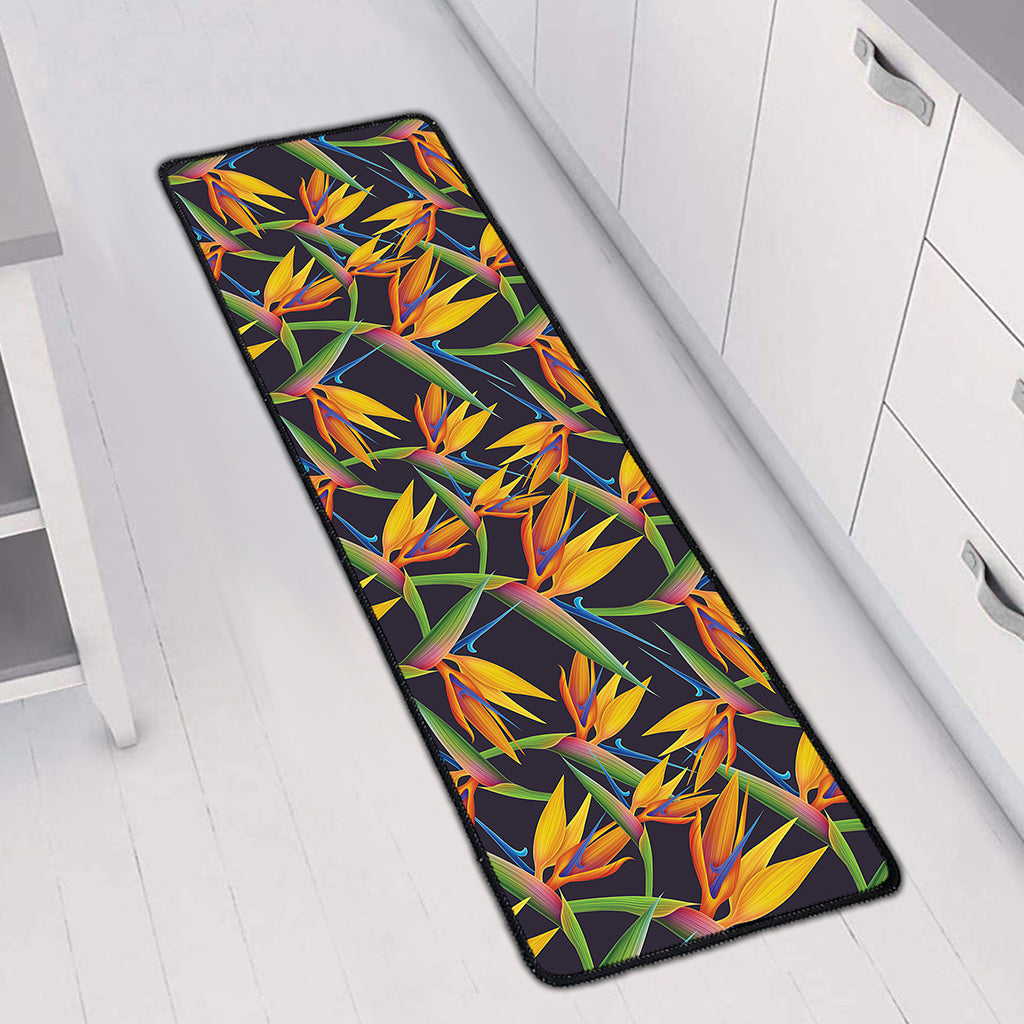 Bird Of Paradise Flower Pattern Print Long Kitchen Mat