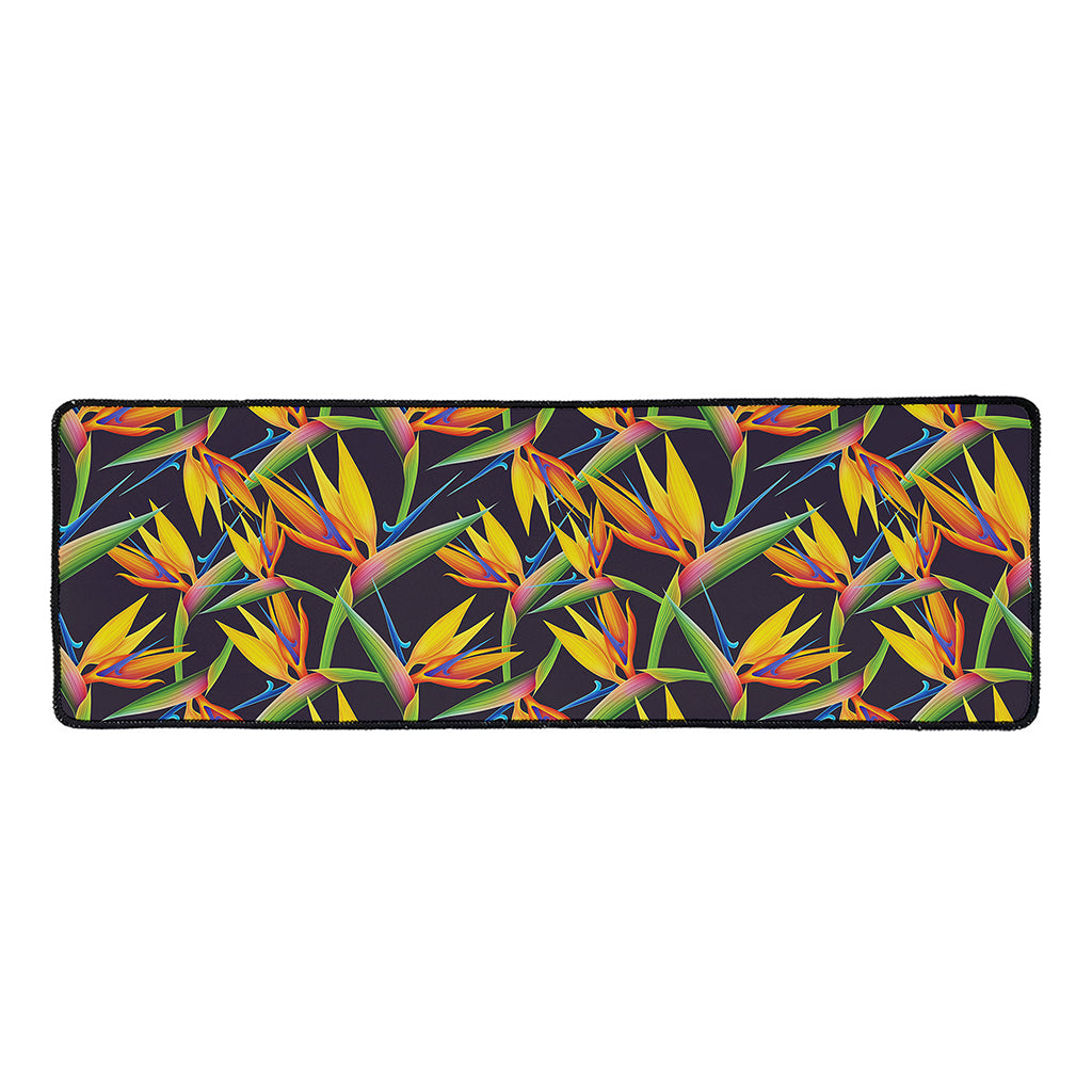 Bird Of Paradise Flower Pattern Print Long Kitchen Mat