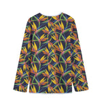 Bird Of Paradise Flower Pattern Print Long Sleeve Short Coat