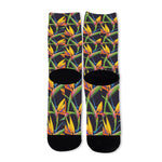 Bird Of Paradise Flower Pattern Print Long Socks