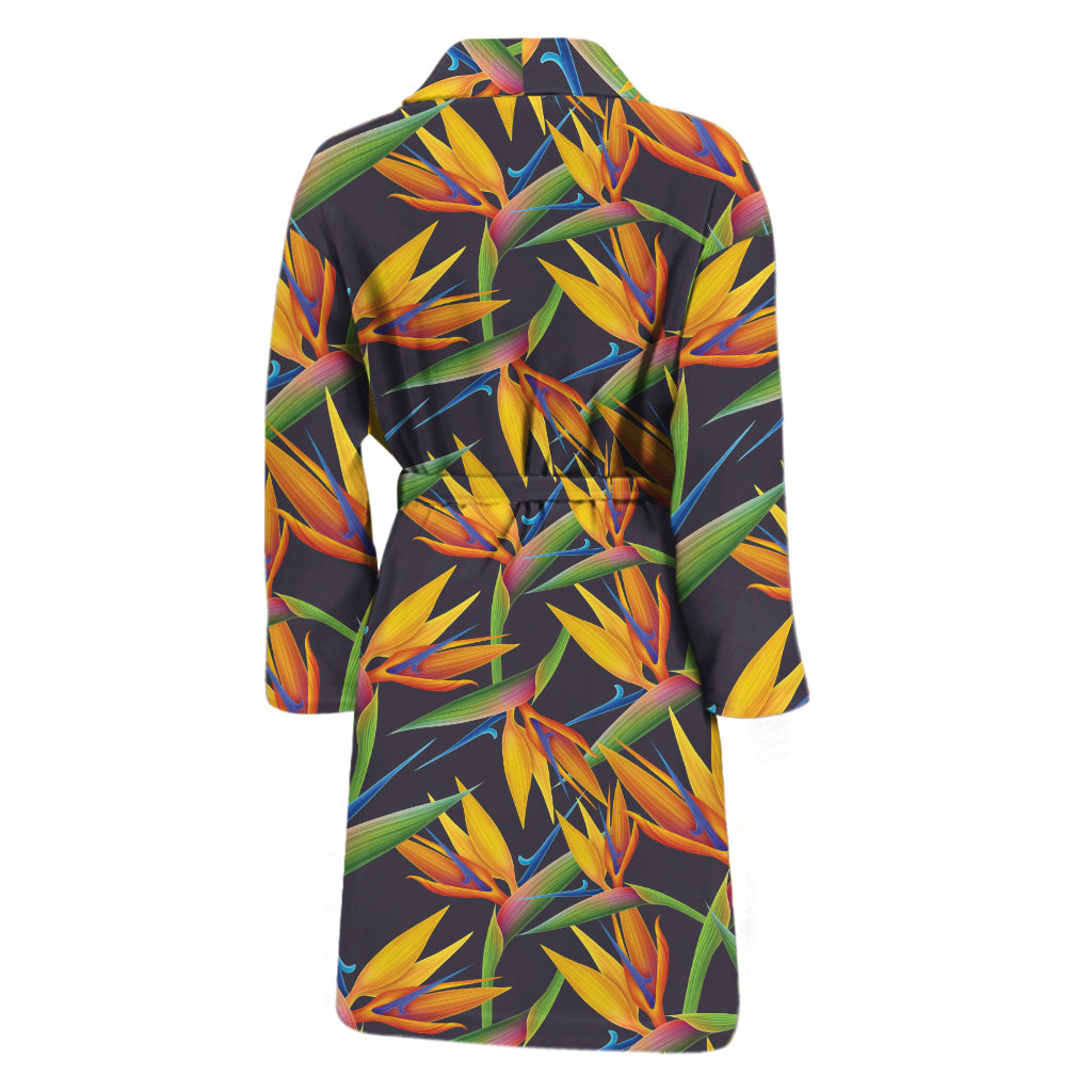 Bird Of Paradise Flower Pattern Print Men's Bathrobe