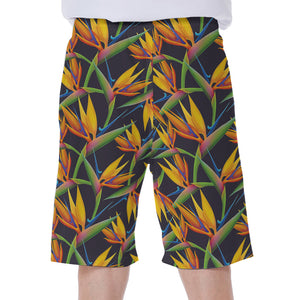 Bird Of Paradise Flower Pattern Print Men's Beach Shorts