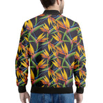 Bird Of Paradise Flower Pattern Print Men's Bomber Jacket