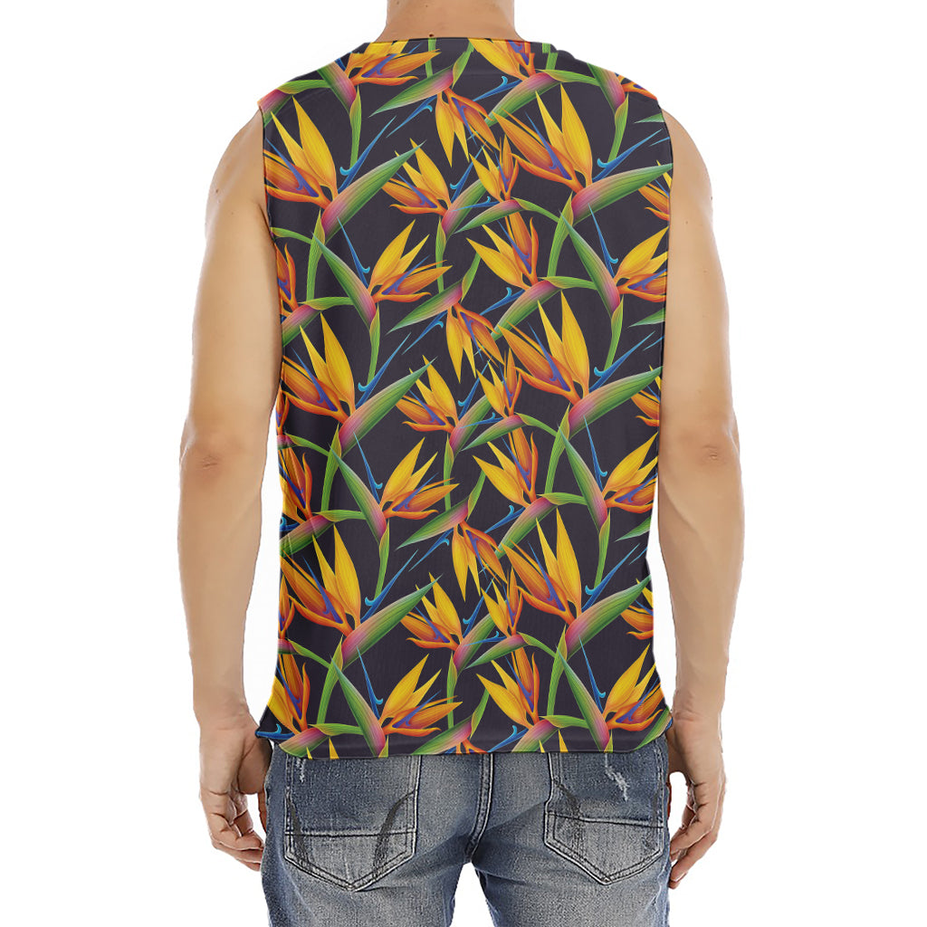 Bird Of Paradise Flower Pattern Print Men's Fitness Tank Top