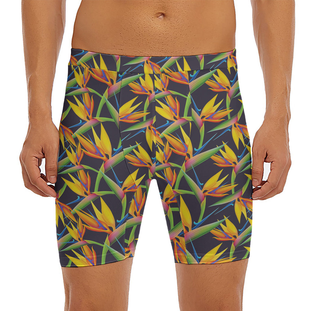 Bird Of Paradise Flower Pattern Print Men's Long Boxer Briefs