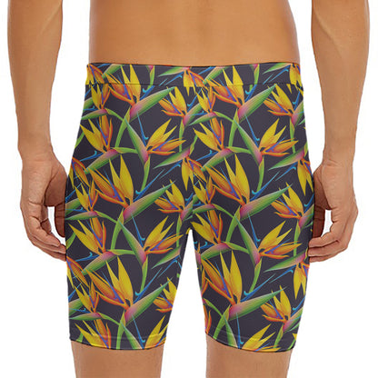 Bird Of Paradise Flower Pattern Print Men's Long Boxer Briefs