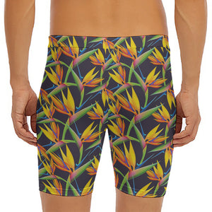 Bird Of Paradise Flower Pattern Print Men's Long Boxer Briefs