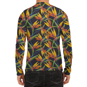 Bird Of Paradise Flower Pattern Print Men's Long Sleeve Rash Guard