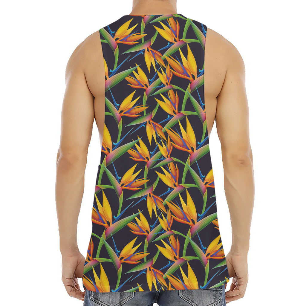 Bird Of Paradise Flower Pattern Print Men's Muscle Tank Top